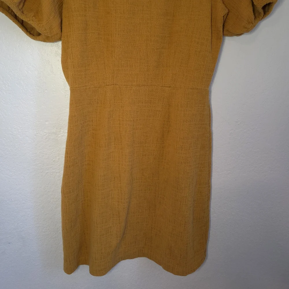 Madewell Texture & Thread Yellow Puff Sleeves Summer Midi Dress WomensSize Small - Picture 9 of 16